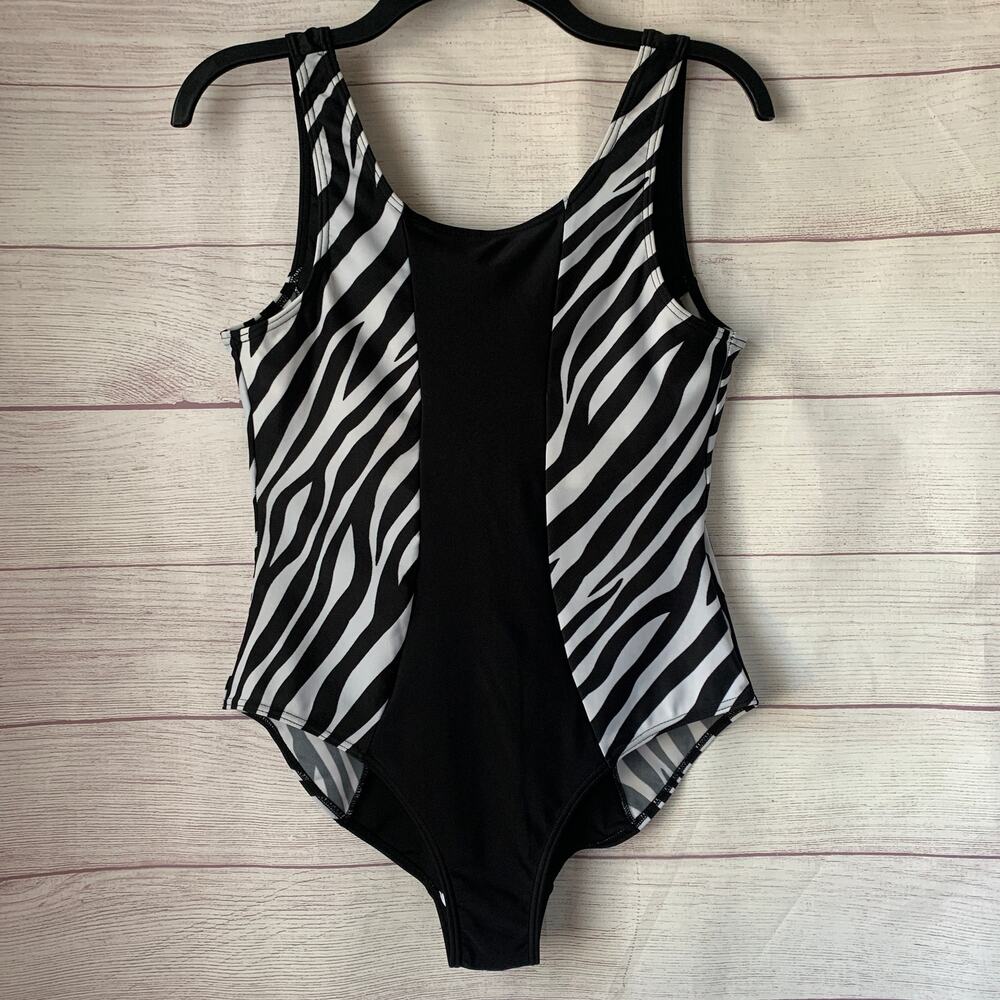 Vintage Zebra Stripe Animal Print One-Piece Swimsuit or Leotard Size 16